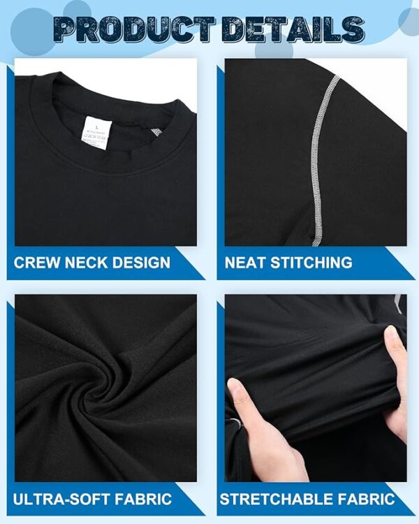 Hicarer Pack Men's Athletic Compression Shirts Long Sleeve